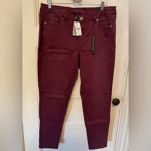 NWT Lane Bryant Mid Rise Super Stretch Skinny Denim Size 18 Maroon